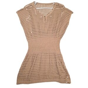 Cupshe Storyteller Crochet Mini Dress Cover-Up Beige Women's Size M
